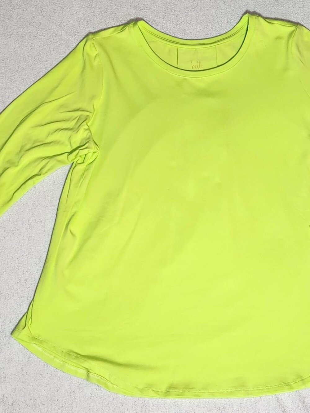Belle by Kim Gravel Primabelle Knit Back-Pleat Top-Neon Yellow-Large A639682